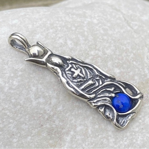 High Priestess Tarot pendant .925 Sterling Silver w/ genuine Lapis Lazuli USA - Picture 11 of 11